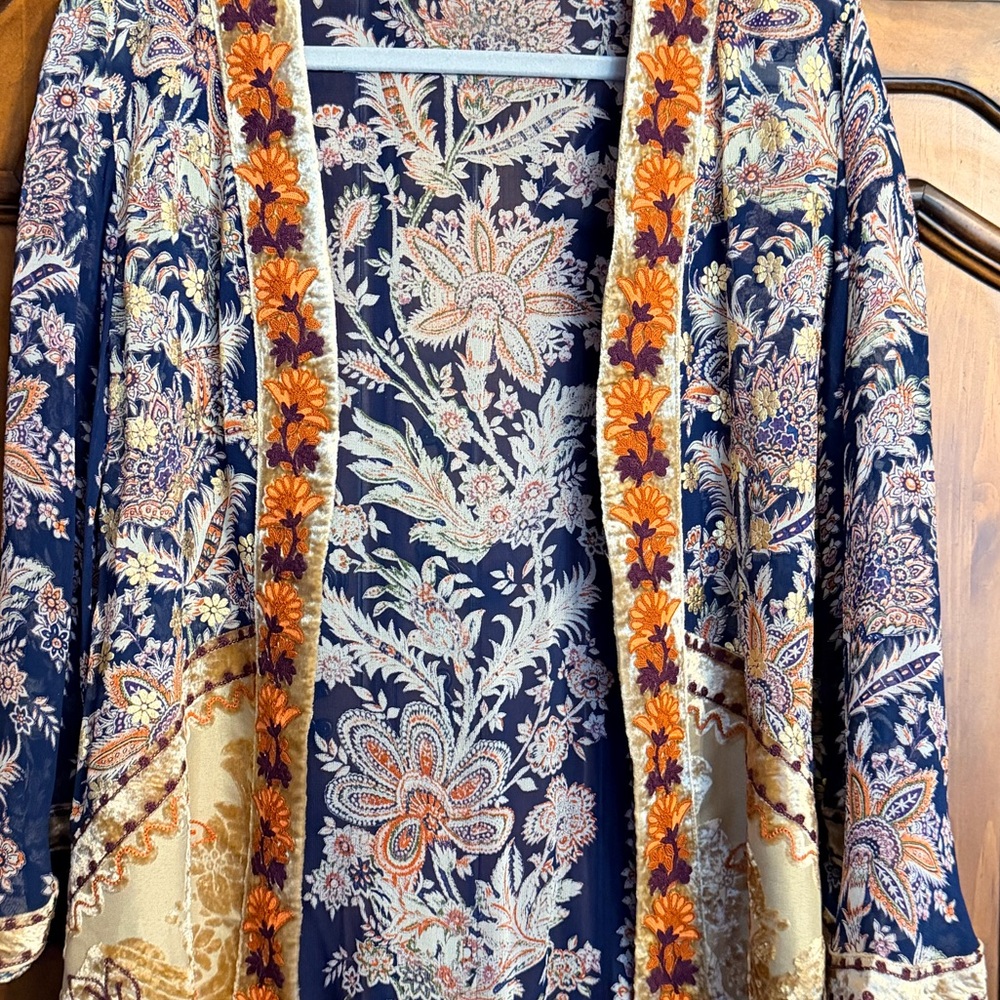 Soft Surroundings Moonlight Garden Kimono Topper Womens LP Boho Velvet Festival - Picture 14 of 14